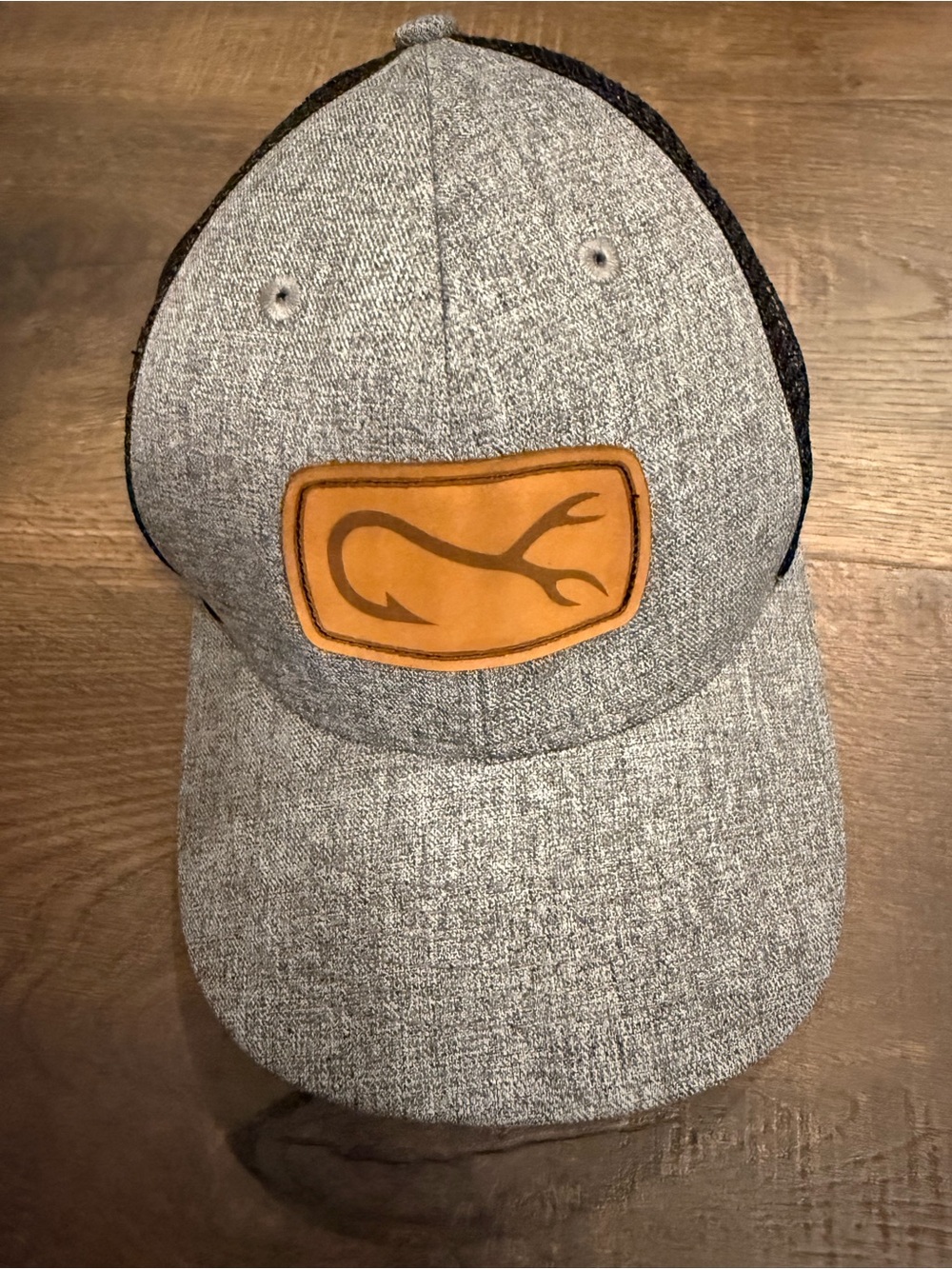 Arcadian Outfitters Gray Black Fish Hook Patch Trucker Hat Snapback